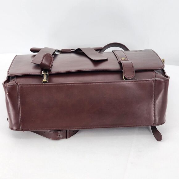 Ecosusi Briefcase Bow Brown Faux Leather Convertible Backpack Messenger Bag - Picture 6 of 16